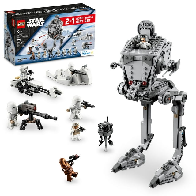 LEGO Star Wars Hoth Combo Pack 66775 Toy Value Pack, Christmas Gift for Kids, 2 in 1 Star Wars Toy with Snowtrooper Battle Pack and AT-ST, Includes Chewbacca Figure and 