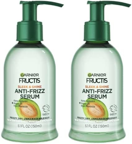Garnier Fructis Sleek and Shine Anti-Frizz Serum for Frizzy, Dry, Unmanageable Hair, 5.1 Ounce (2 Count)