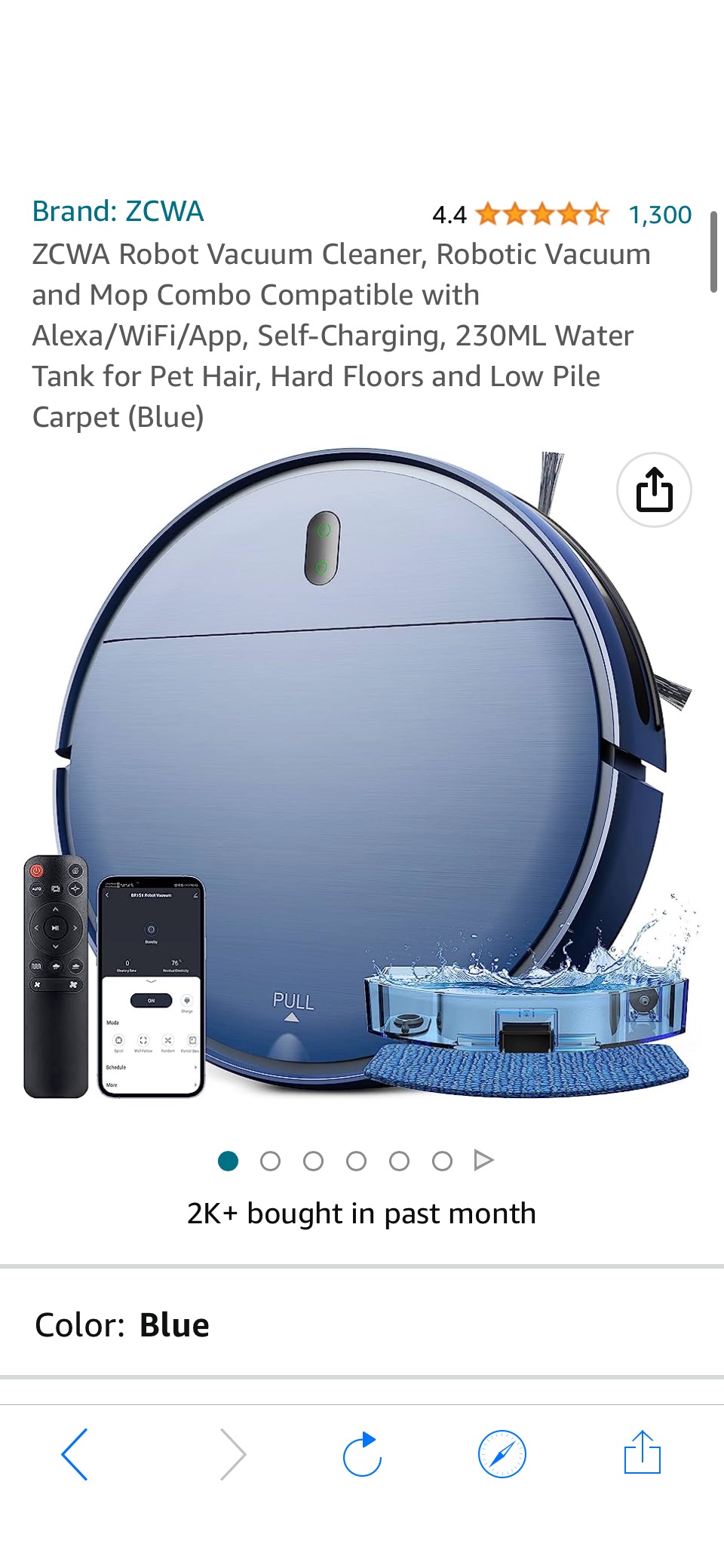 Amazon.com - ZCWA Robot Vacuum Cleaner, Robotic Vacuum and Mop Combo Compatible with Alexa/WiFi/App, Self-Charging,) -原价699.99