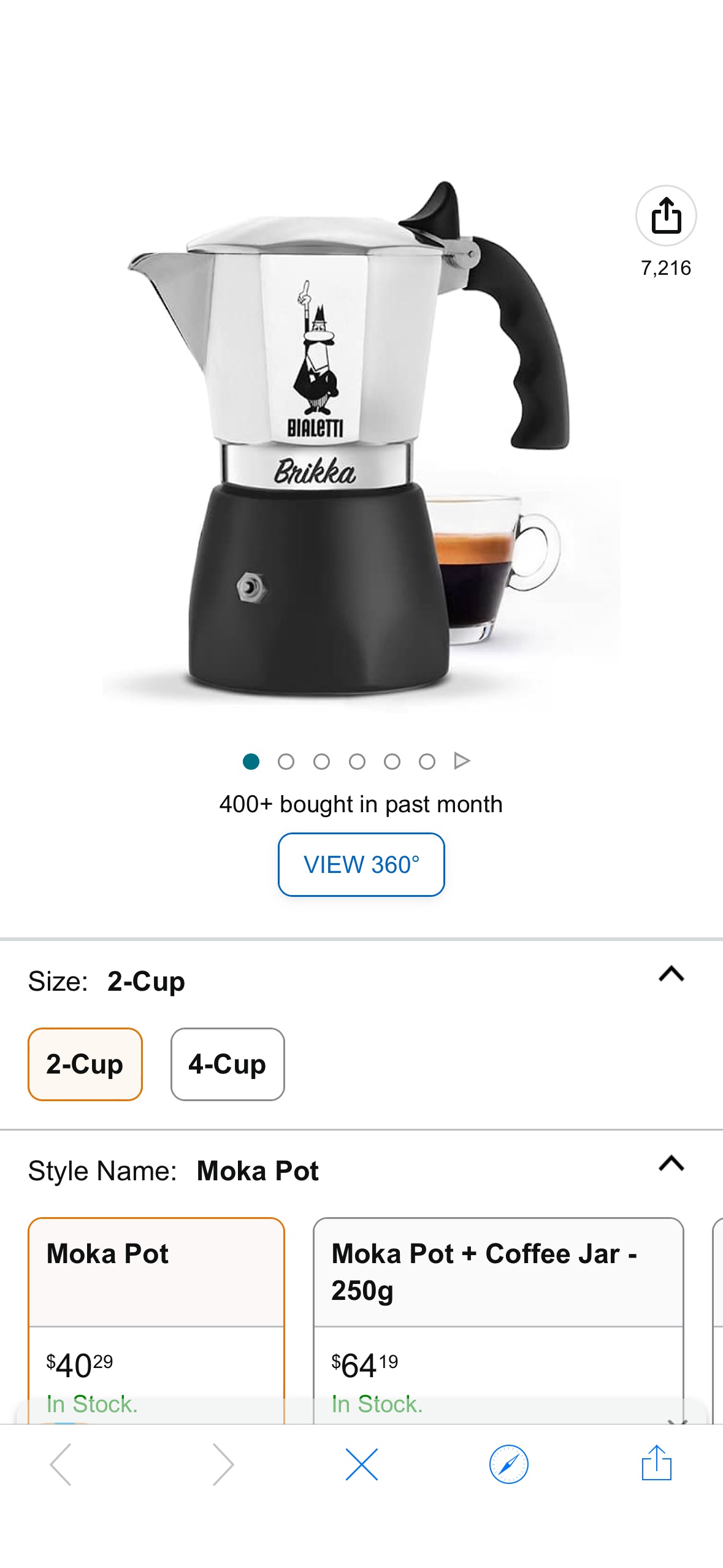 Amazon.com: Bialetti - New Brikka, Moka Pot, the Only Stovetop Coffee Maker Capable of Producing a Crema-Rich Espresso, 2 Cups (3,4 Oz)摩卡壶