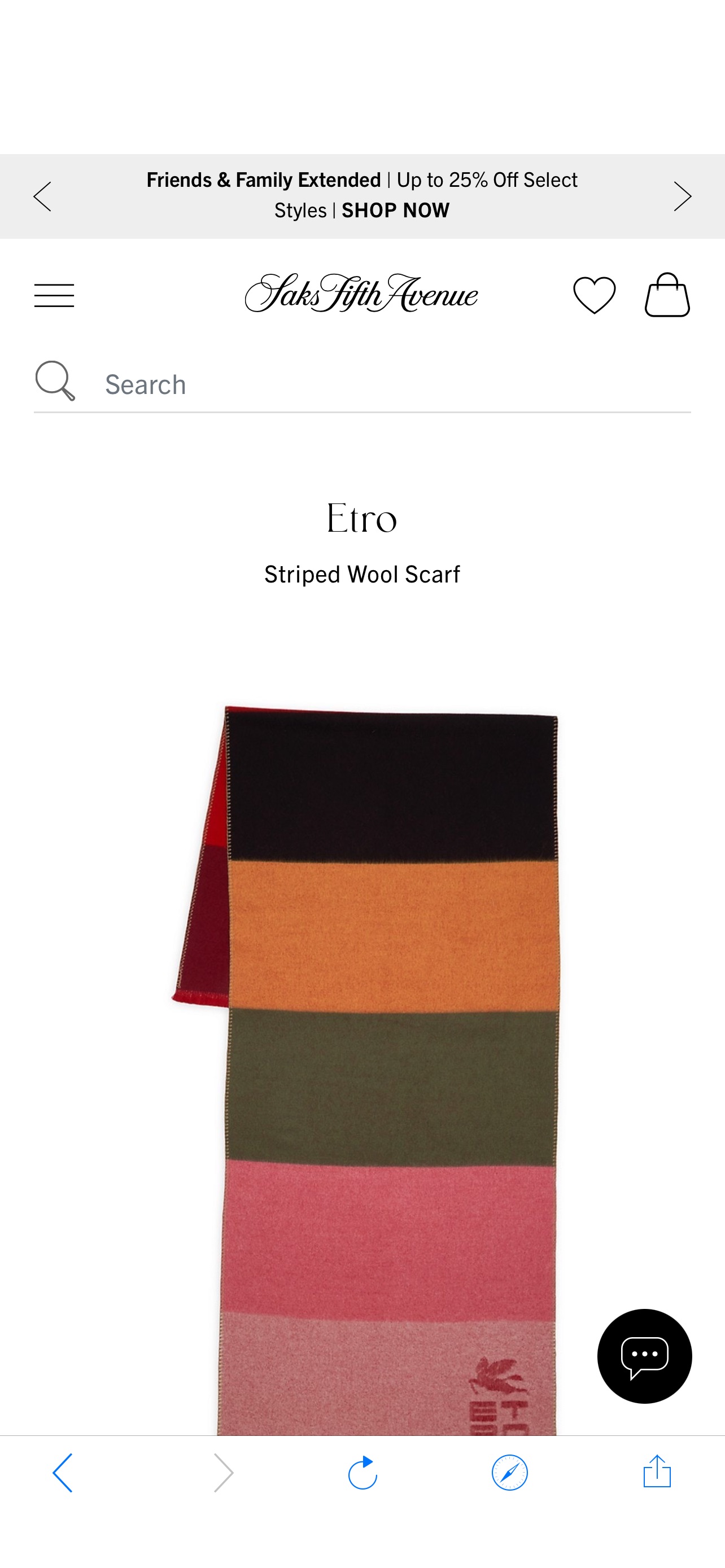 羊毛围巾Shop Etro Striped Wool Scarf | Saks Fifth Avenue