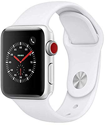 Amazon.com: Apple Watch Series 3 (GPS + Cellular, 38mm) - Silver Aluminium Case with White Sport Band智能苹果手表