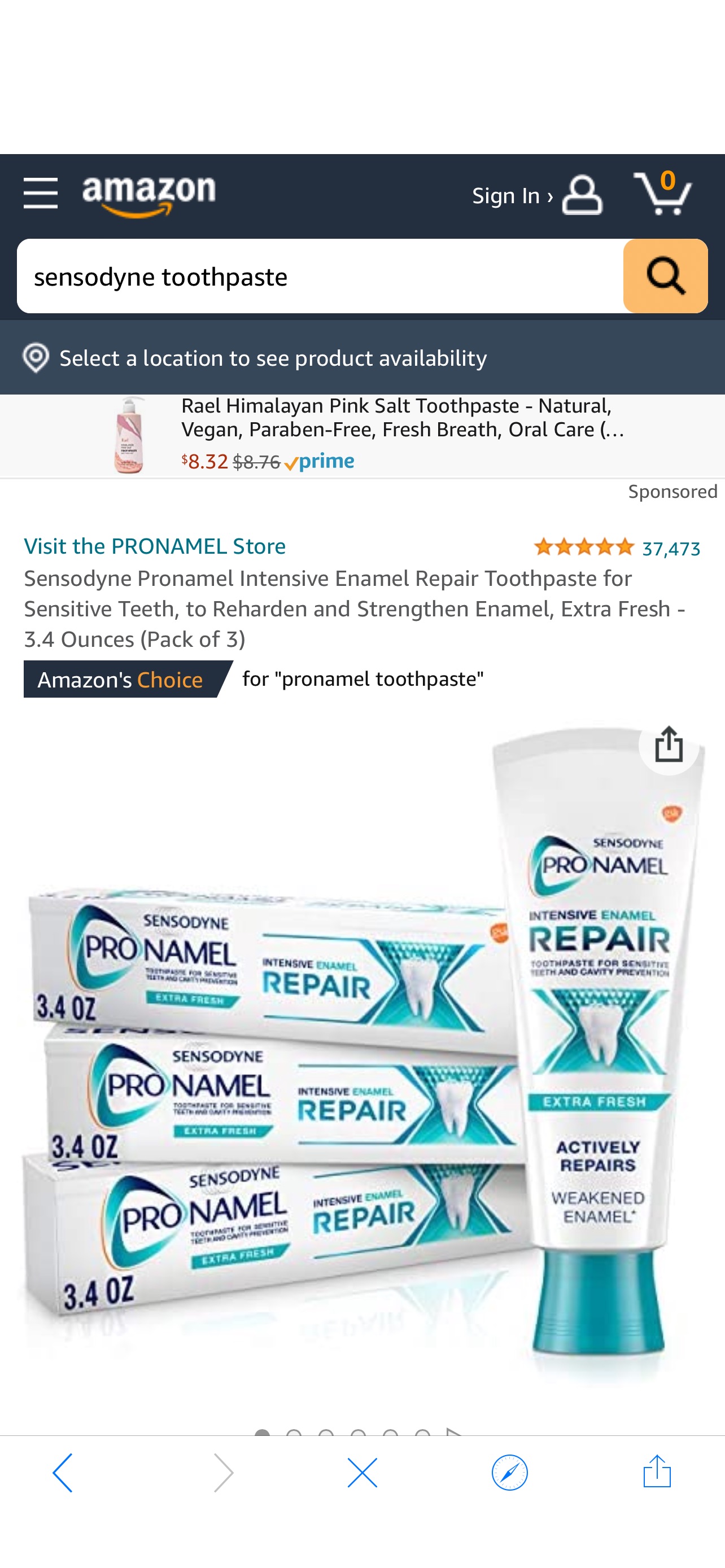Amazon.com: Sensodyne Pronamel Intensive Enamel Repair Toothpaste for Sensitive Teeth, to Reharden and Strengthen Enamel, Extra Fresh - 3.4 Ounces (Pack of 3)