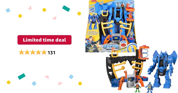 Limited-time deal: Fisher-Price ​Imaginext DC Super Friends Batman Playset, Robo Command Center with Detachable 10-inch Robot, Batman & Robin Figures Ages 3+ Years