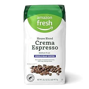Amazon Fresh House Blend Crema Espresso, Whole Bean, Medium Roast, 2.2 lb