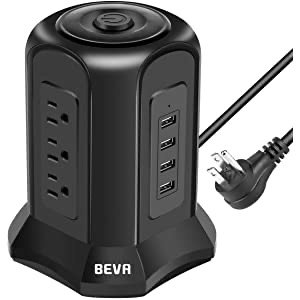 BEVA 立式电涌保护插座 9×插口 4×USB