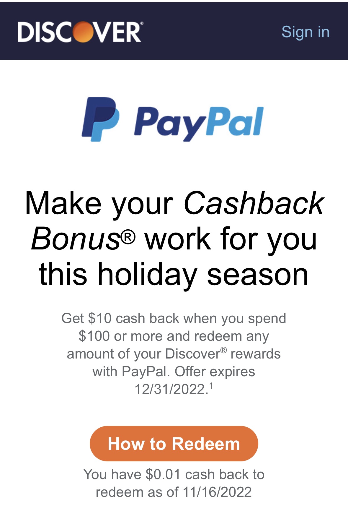 Discover 在PayPal 结账时支付任意积分