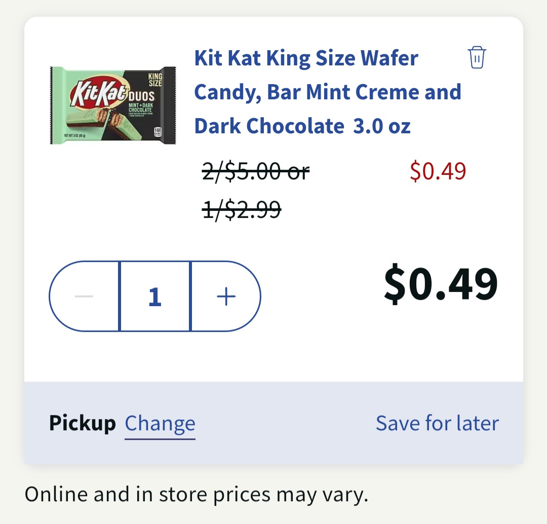 Walgreens多款Kit Kat清仓大特卖低至$0.49