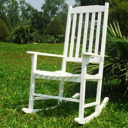 Mainstays Outdoor Wood Porch Rocking Chair, White Color, Weather Resistant Finish - Walmart.com 超高颜值庭院摇椅