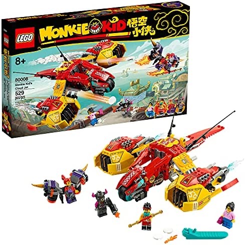 乐高悟空小侠云霄战机 LEGO Monkie Kid: Monkie Kid’s Cloud Jet 80008 Aircraft Toy Building Kit (529 Pieces)