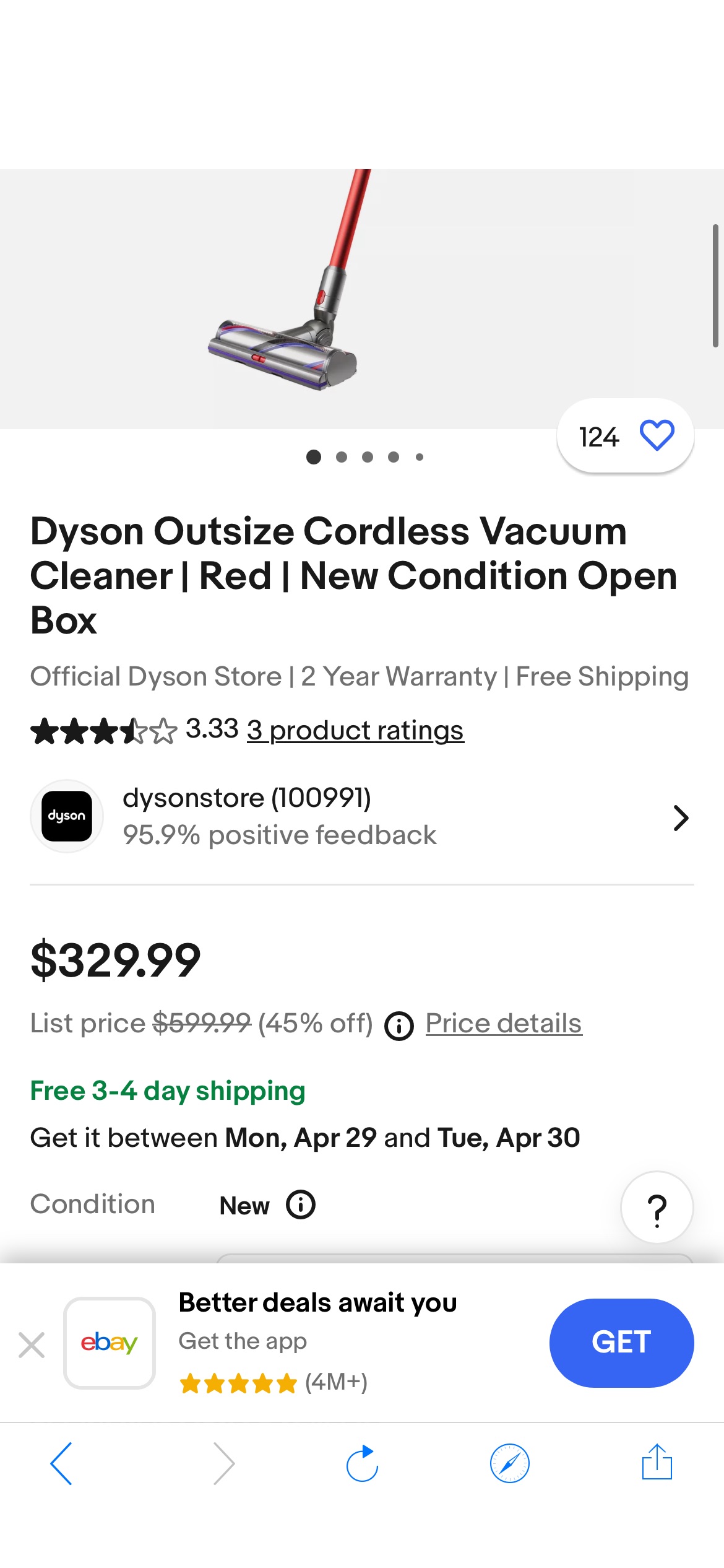 Dyson Outsize Cordless Vacuum Cleaner | Red | New Condition Open Box 885609031132 | eBay