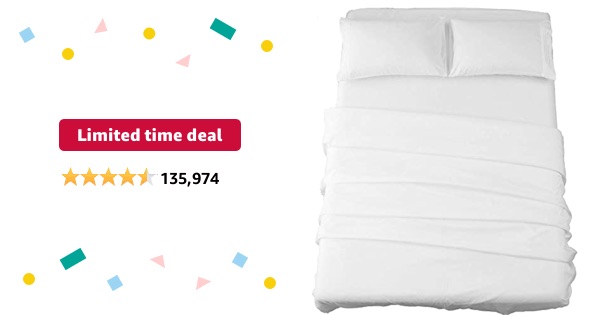 Limited-time deal: SONORO KATE Bed Sheet Set Super Soft Microfiber 1800 Thread Count Luxury Egyptian Sheets 18-Inch Deep Pocket Wrinkle-4 Piece(King White)