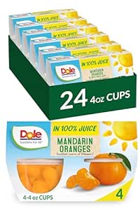 Amazon.com : Dole Fruit Bowls Mandarin Oranges in 100% Juice Snacks, 4oz 24 Total Cups, Gluten &amp; Dairy Free, Bulk Lunch Snacks for Kids &amp; Adults : Canned And Jarred Oranges : Everything Else