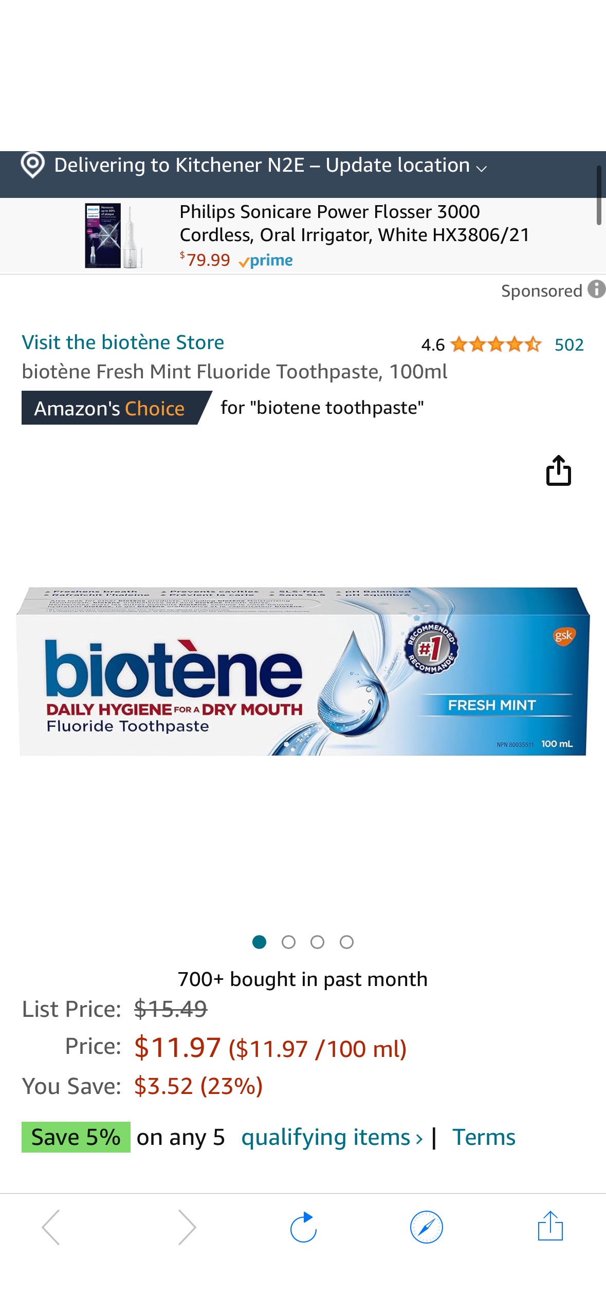 biotène Fresh Mint Fluoride Toothpaste, 100ml : Amazon.ca: Health & Personal Care