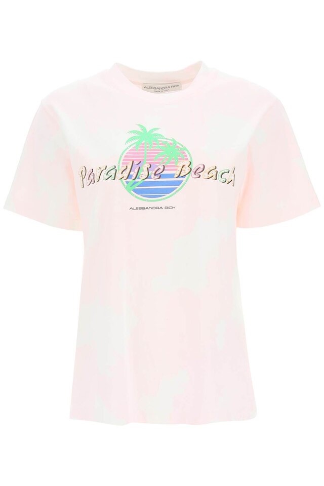 Women's Paradise Beach Tie-dye T-shirt by Alessandra Rich | Coltorti Boutique T恤