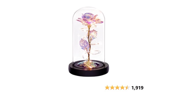 Childom Birthday Gifts for Women,Mothers Day Rose Gifts for Mom,Womens Glass Rose Gifts,Light Up Rose Flowers in Glass Dome,Colorful Rainbow Flower Rose Mom Gifts for Her,Wife,Mom,Girls,Anniversary