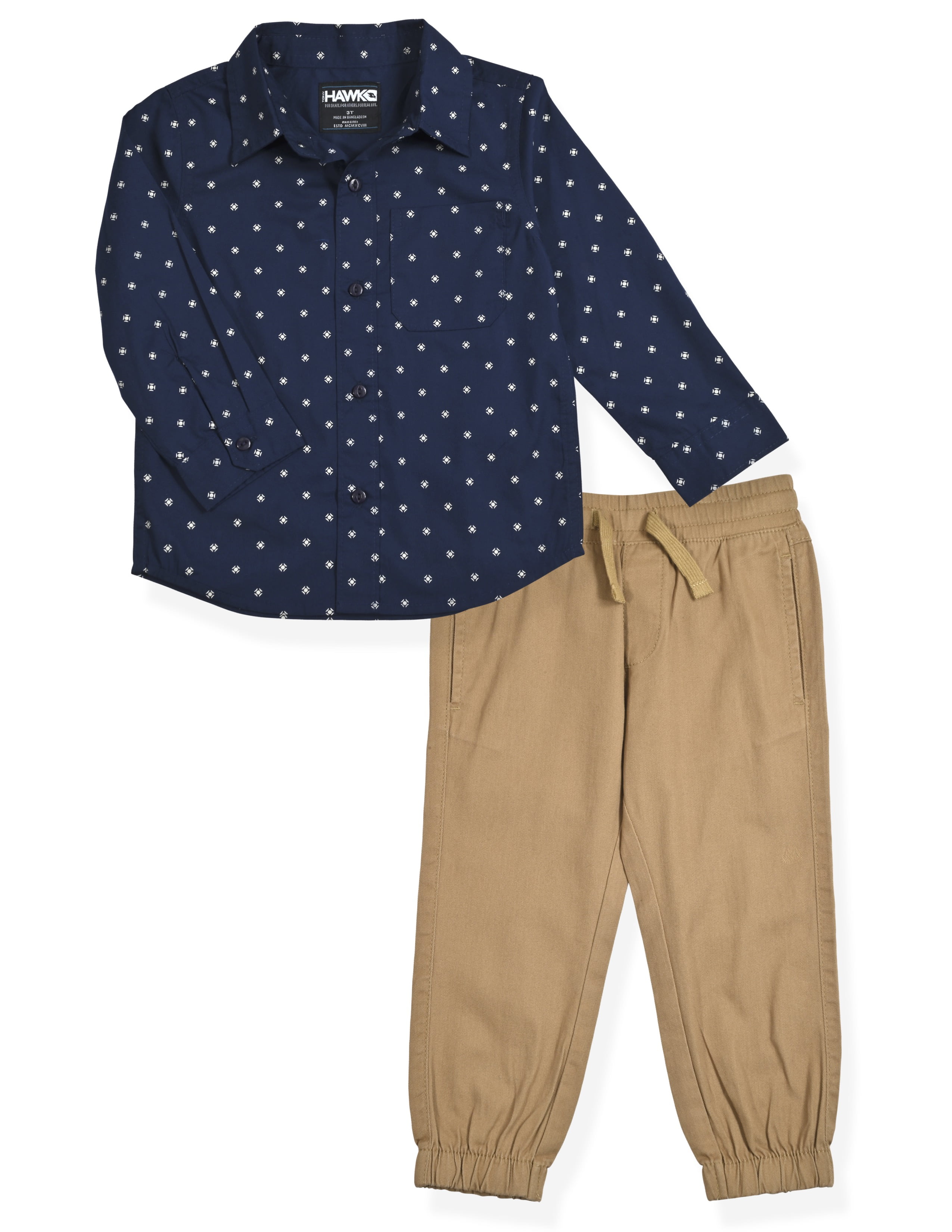 Tony Hawk Boys Printed Long Sleeve Button Down Shirt and Jogger Pant 2 Piece Outfit Set, Sizes 4-12 - Walmart.com
