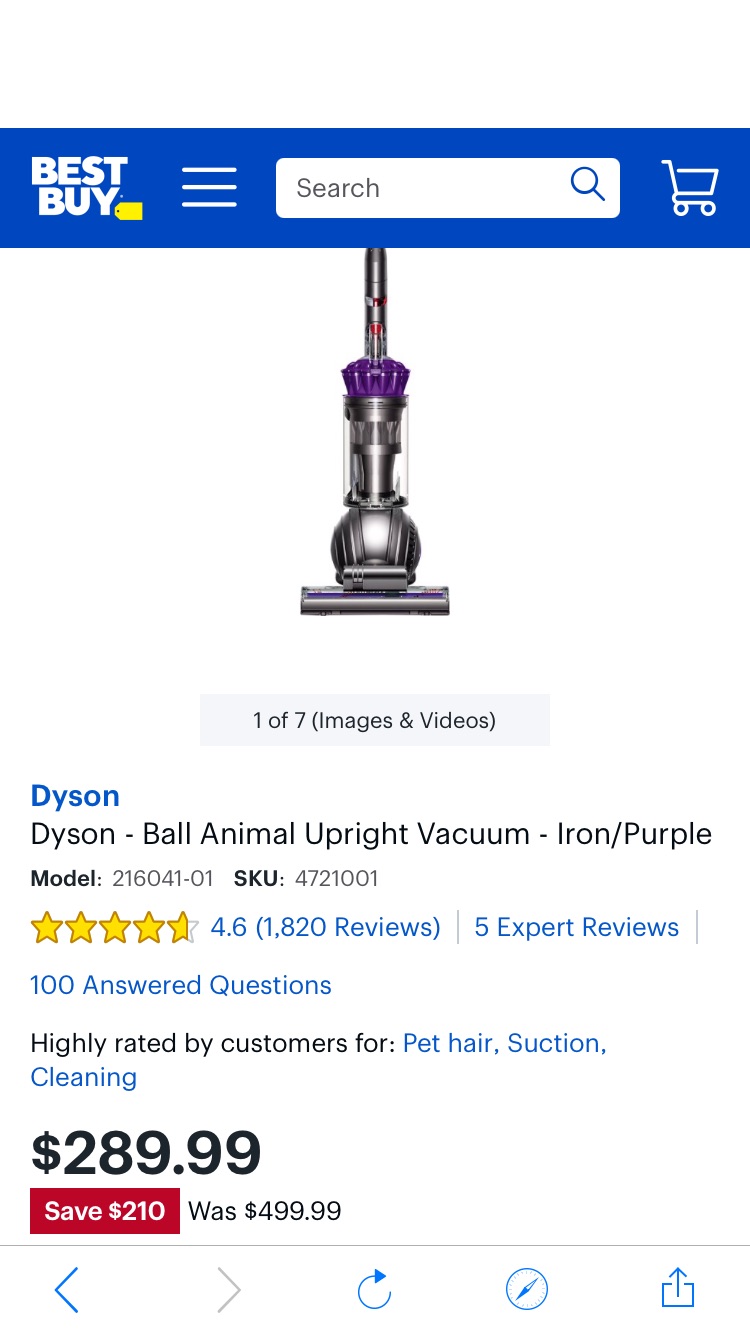 Dyson Ball Animal Upright Vacuum Iron/Purple 216041-01 - Best Buy 吸尘器