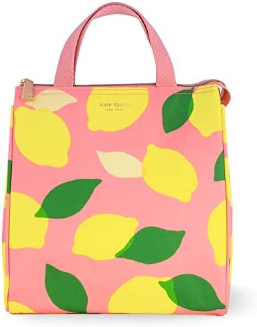 Amazon.com: Kate Spade New York Cute Lunch Bag for Women, Large Capacity Lunch Tote, Pink Adult Lunch Box with Silver Thermal Insulated Interior Lining and Storage Pocket, Lemon Toss: Home & Kitchen