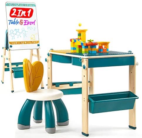 Amazon.com: Toddler Table and Chair Set 2in1 Kids Table 幼儿2合1游戏桌/画板+marble run游戏