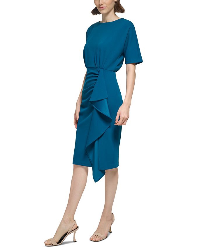 Calvin Klein Women's Ruffled Ruched Sheath Dress - Macy's