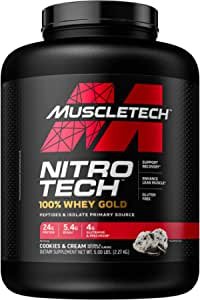  Nitro-Tech Whey Gold Protein Powder Cookies and Cream, 5.0 lbs