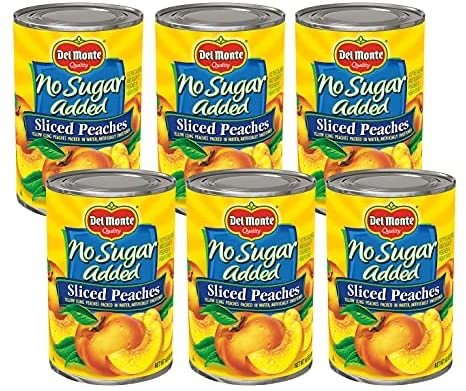DEL MONTE No Sugar Added Yellow Cling Sliced Peaches, Canned Fruit, 6-Pack, 14.5 oz Can