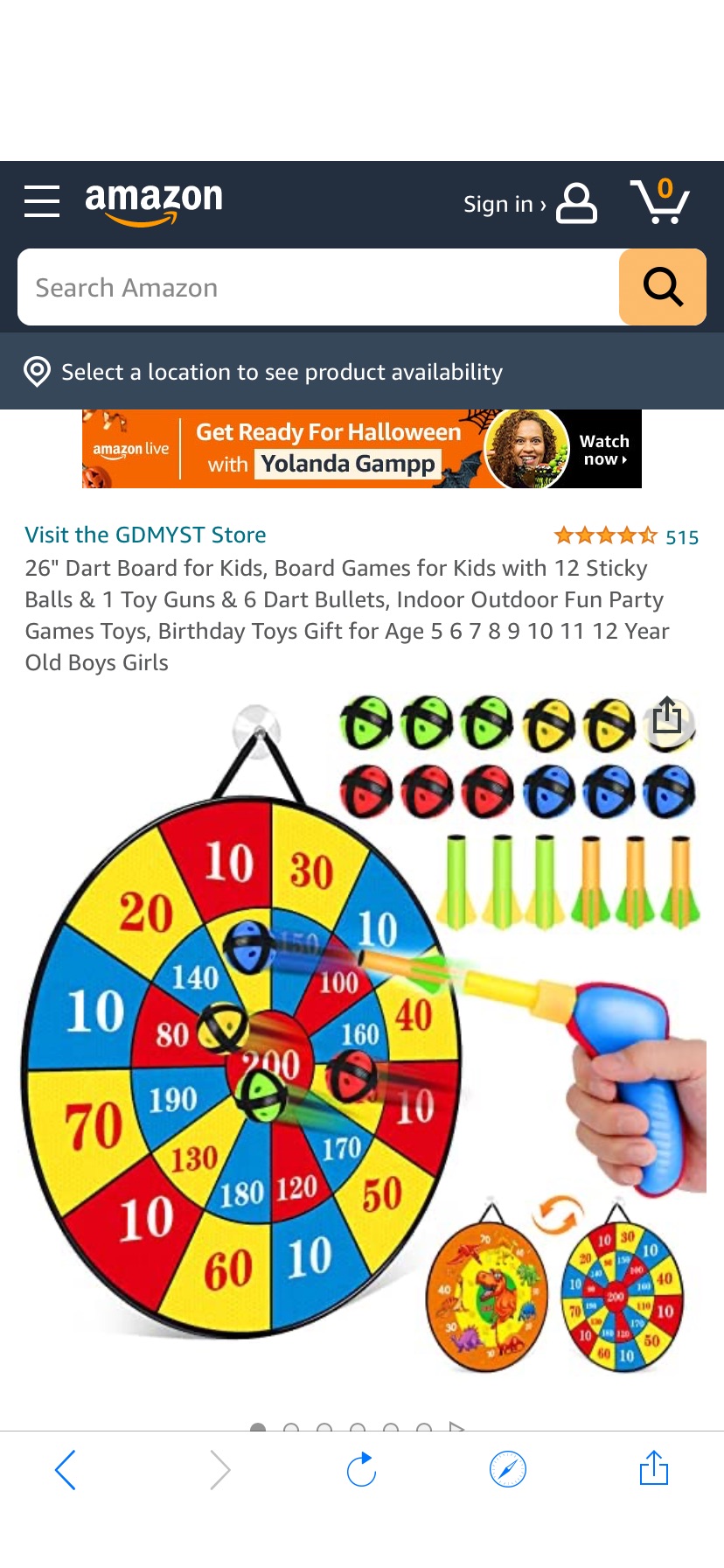 Amazon.com: 26" Dart Board for Kids, Board Games for Kids with 12 Sticky Balls & 1 Toy Guns & 6 Dart Bullets