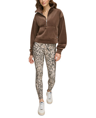 DKNY Women's Half-Zip Ribbed Velour Pullover Sweatshirt - Macy's