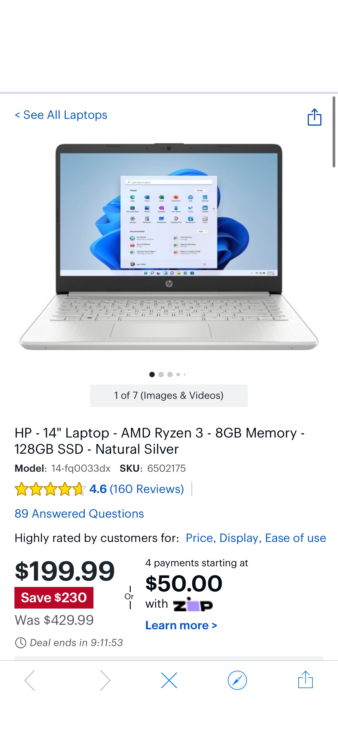 HP 14" Laptop AMD Ryzen 3 8GB Memory 128GB SSD Natural Silver 14-fq0033dx - Best Buy