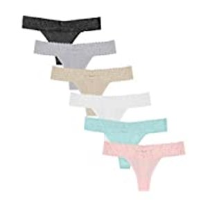 ANZERMIX Women's Breathable Cotton Thong Panties Pack of 6