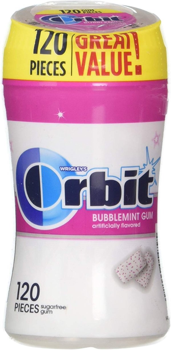 ORBIT Bubblemint Sugarfree Gum, 120 Piece Bottle