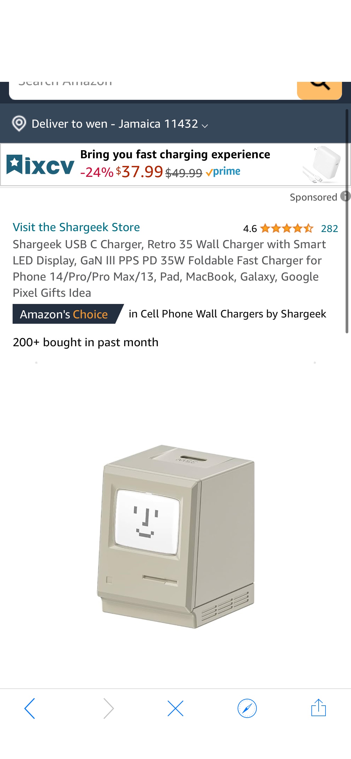 Amazon.com: Shargeek USB C Charger, Retro 35 Wall Charger with Smart LED Display, GaN Ⅲ PPS PD 35W Foldable Fast Charger for Phone 14/Pro/Pro Max/13, Pad, MacBook, Galaxy, Google Pixel Gifts Idea : Ce