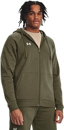 Under Armour Men&#39;s UA Rival Fleece Full Zip Hoodie, (390) Marine OD Green / / White, X-Large at Amazon Men’s Clothing store
