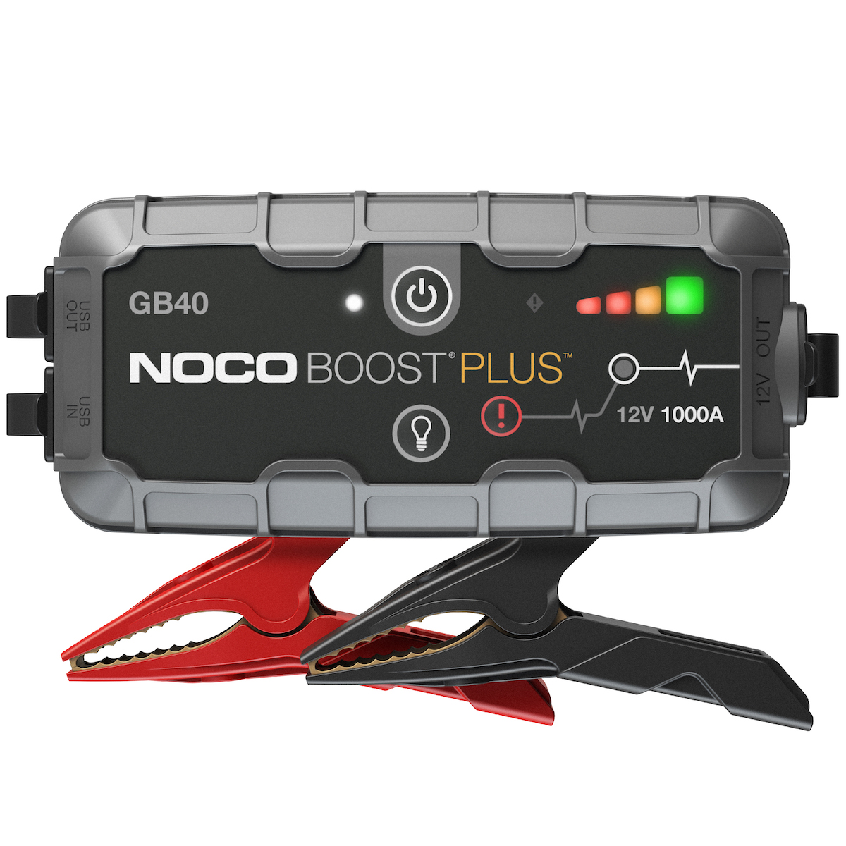 NOCO Boost Plus GB40起动器-1000安培，12伏锂离子电池，LED手电筒，带重型夹钳，适用于高达6.0L汽油/3.0L柴油发动机