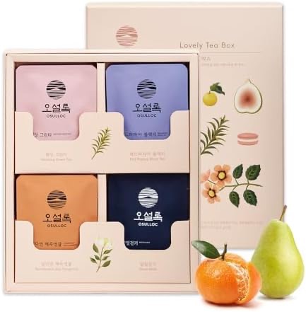 Amazon.com : OSULLOC Lovely Tea Gift Box Set (12 count, 4 flavors x 3 EA) | Premium Blended Tea from Jeju | Korean Tea Sampler | Fruit Tea Variety Pack | Pyramid Tea Bag Series : Grocery & Gourmet Foo