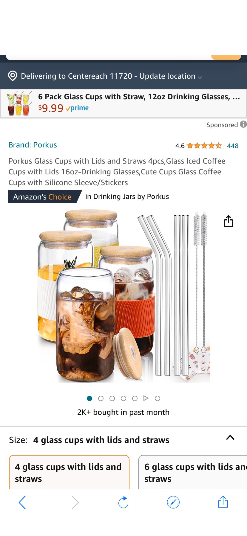 透明玻璃水杯四件套套装Amazon.com: Porkus Glass Cups with Lids and Straws 4pcs,Glass Iced Coffee Cups with Lids 16oz-Drinking Glasses,Cute Cups Glass Coffee Cu