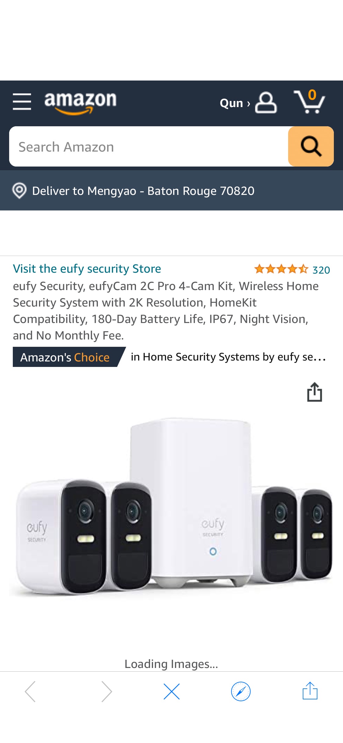 Amazon.com : eufy Security, eufyCam 2C Pro 4-Cam Kit, Wireless Home Security System with 2K Resolution, HomeKit Compatibility, 180-Day Battery Life, IP67, Night Vision, and No Monthly F 套装
