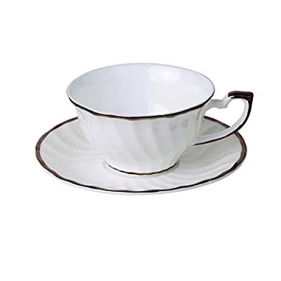 GoShuang Bone China Coffee Cup and Saucer Set