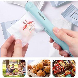 $5.15 Amazon.com: 食品袋热封机,迷你手持便携式袋热再封机食品保存器,带 2.6 英寸加热板,用于塑料袋、薯片袋、小吃袋、聚酯薄膜袋(白色)