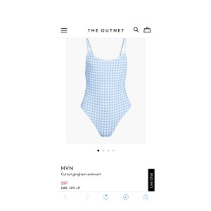 $97 Blue Cutout gingham swimsuit | HVN | THE OUTNET