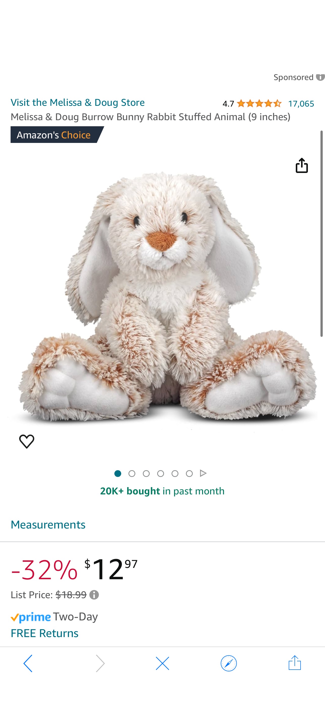Amazon.com: Melissa & Doug Burrow Bunny Rabbit Stuffed Animal (9 inches) : Melissa & Doug: Toys & Games