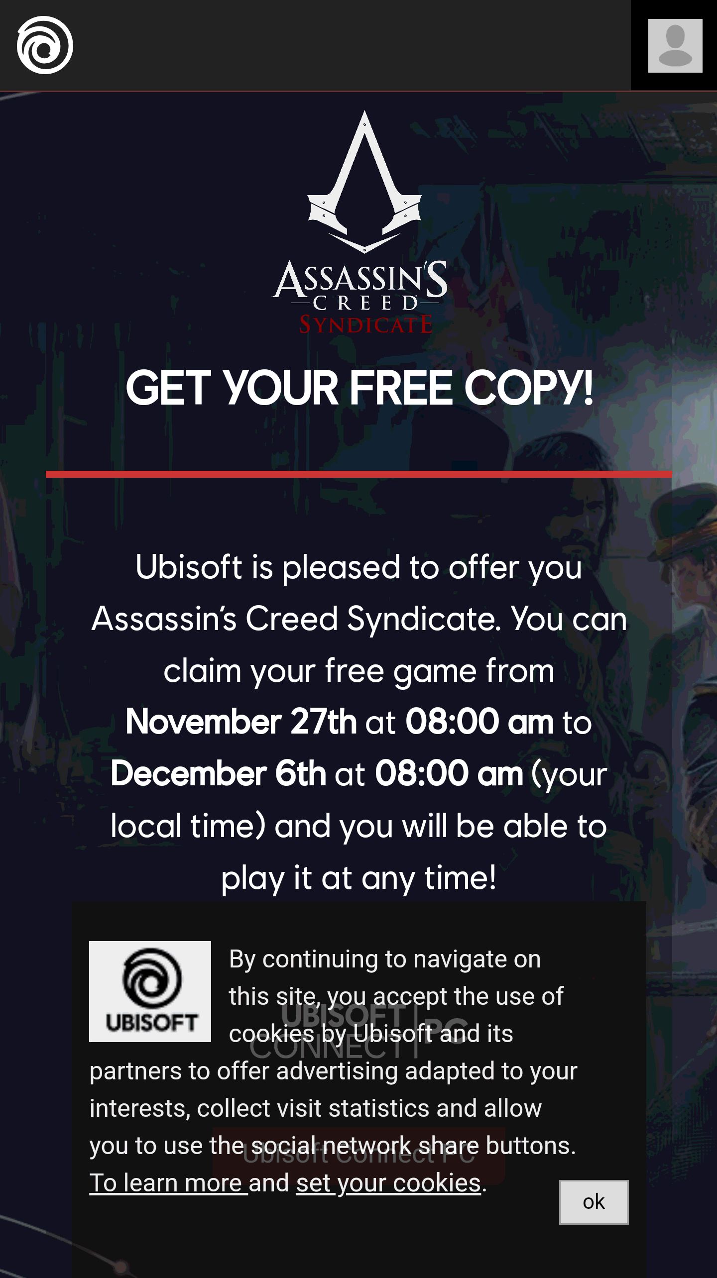 Assassin's Creed Syndicate (PC Digital - Ubisoft Connect) is free from Ubisoft