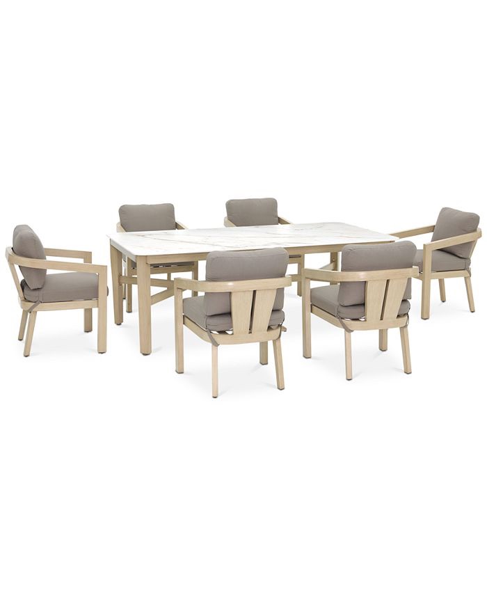 Agio Reid Outdoor 7-pc Dining Set, (Table + 6 Dining Chairs), Created for Macy's - Macy's