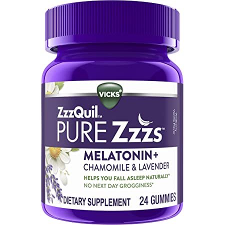 ZzzQuil PURE Zzzs, Melatonin Sleep Aid Gummies with Lavender, Wildberry Vanilla Flavor 24 Gummies