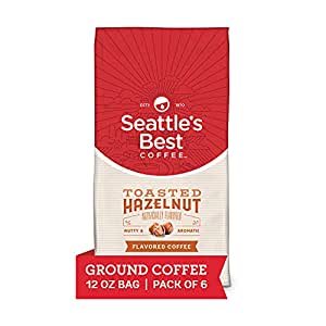Seattle's Best Coffee Toasted Hazelnut Flavored Medium Roast Ground Coffee | 12 Ounce Bags (Pack of 6)