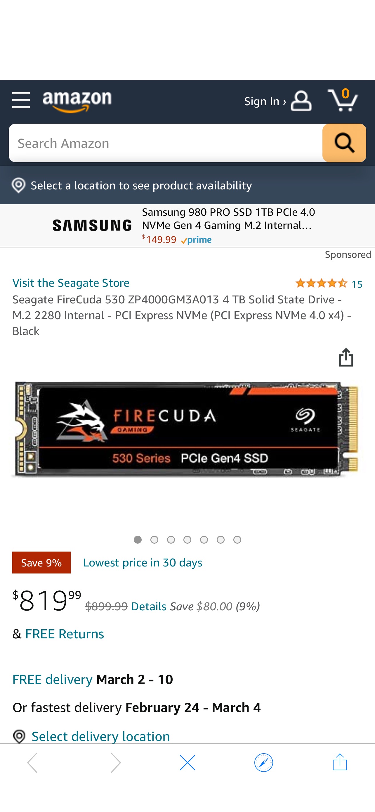 Seagate希捷 FireCuda 530 4tb固态硬盘