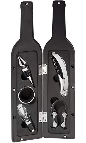 Ozeri OW06A Wine Bottle Corkscrew & Accessory Set, Black: Bottle Opener Set: Bar Tools & Drinkware 葡萄酒工具套件