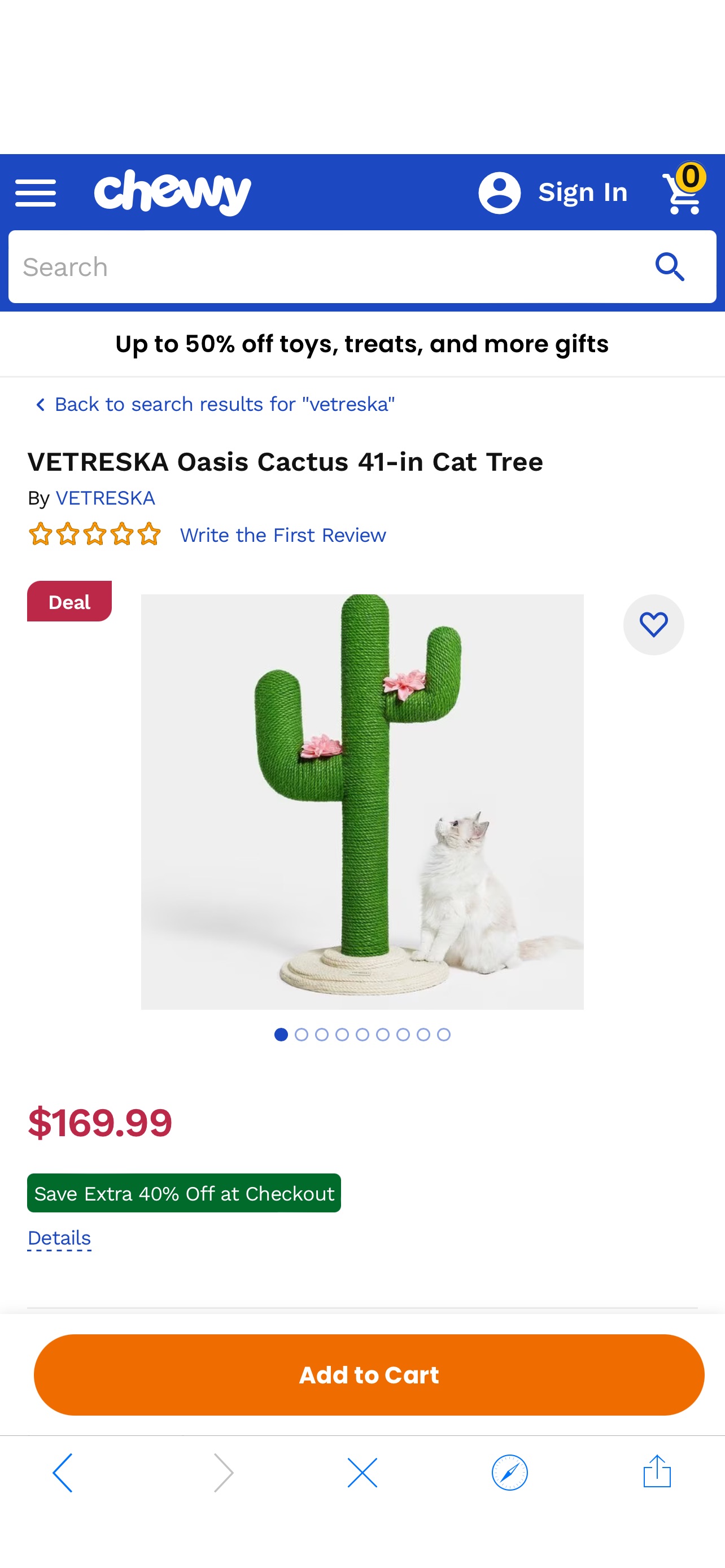 VETRESKA Oasis Cactus 41-in Cat Tree - Chewy.com