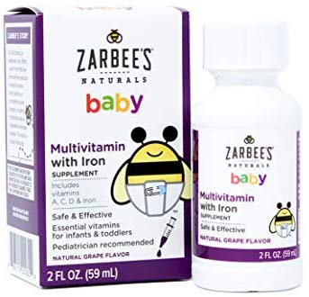 Amazon.com: Zarbee's Naturals Baby Multivitamin with Iron, Natural Grape Flavor, Contains vitamins A, C, D for Babies Ages 2 Months and Up, 2 Ounce Bottle: Gateway 小蜜蜂儿童综合钙水